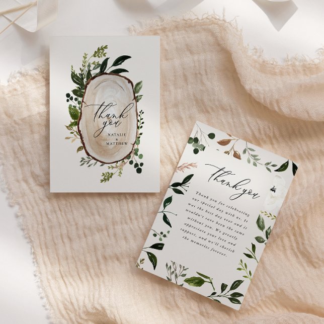 budget Rustic Botanical Greenery Thank You chic Card (Creator Uploaded)