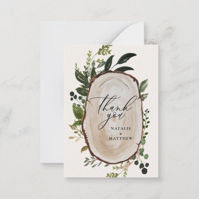 budget Rustic Botanical Greenery Thank You chic Card (Front)