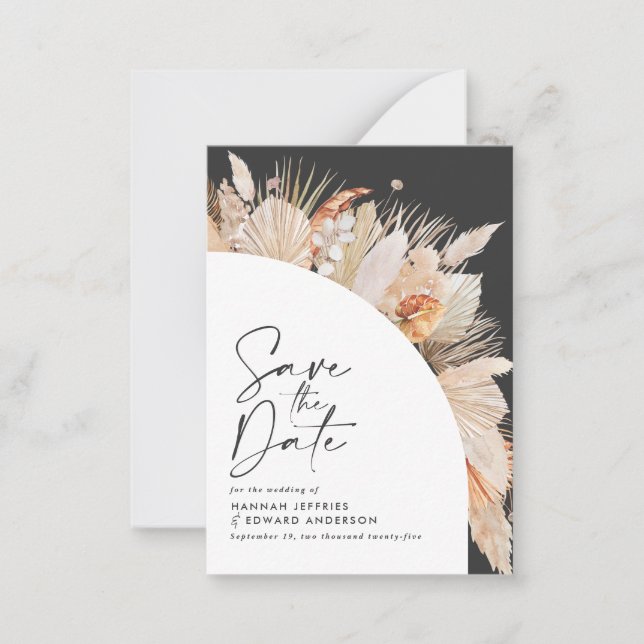 budget rustic botanical pampas grass wedding note  card (Front)
