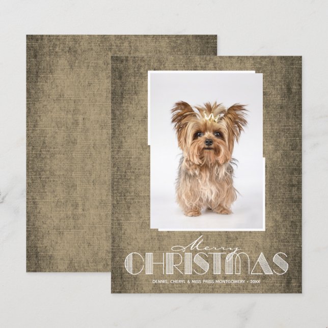 Budget Rustic Brown Merry Christmas Photo Cards (Front/Back)
