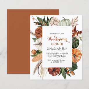 Budget Rustic Brown Thanksgiving Dinner Invite