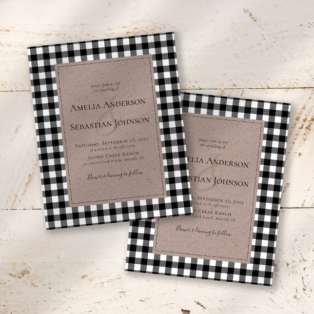 BUDGET Rustic Buffalo Plaid Wedding Invitation (Creator Uploaded)