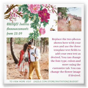 BUDGET Rustic Burgundy Pink Floral PHOTO Template