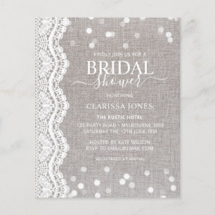 BUDGET Rustic Burlap Lace Bridal Shower Invitation