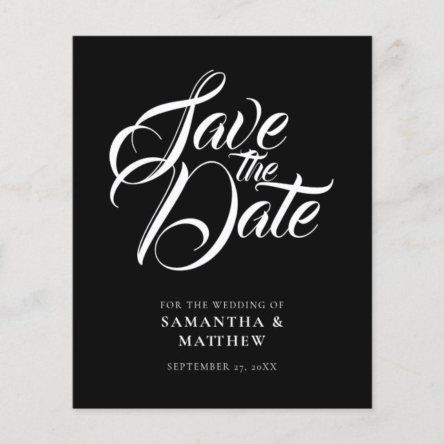 BUDGET Rustic Calligraphy Save The Date Invitation Flyer (Front)