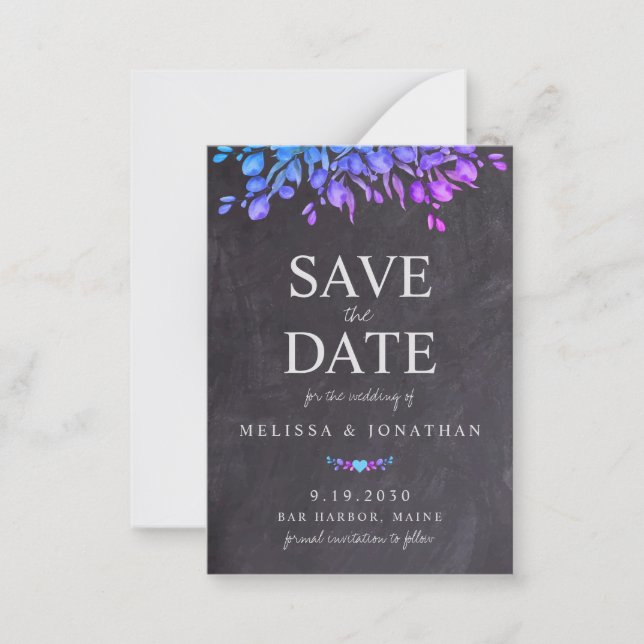 Budget Rustic Chalkboard Floral Save The Date  Card (Front)