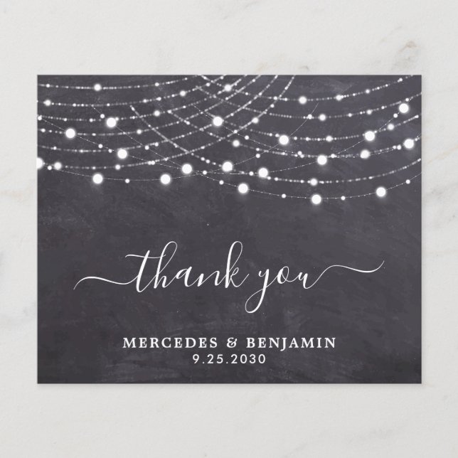 Budget Rustic Chalkboard String Lights Thank You (Front)