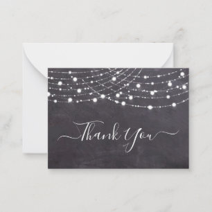 Budget Rustic Chalkboard String Lights Thank You Card