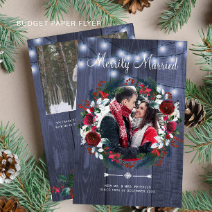 Budget rustic Christmas newlyweds photo holiday Flyer