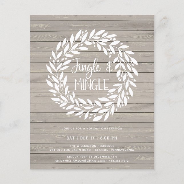 Budget Rustic Christmas Party Invitation Flyer (Front)