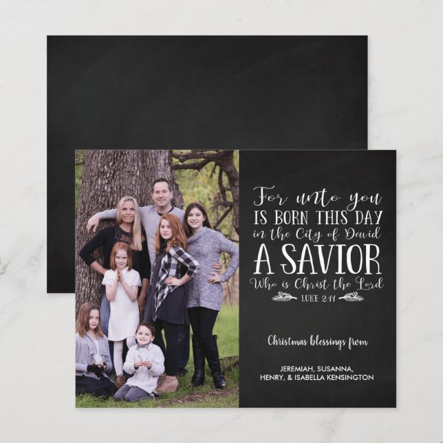 Budget Rustic Christmas Verse Typography Photo (Front/Back)