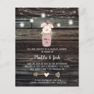 Budget Rustic Couples Shower Mason Jar Invitation