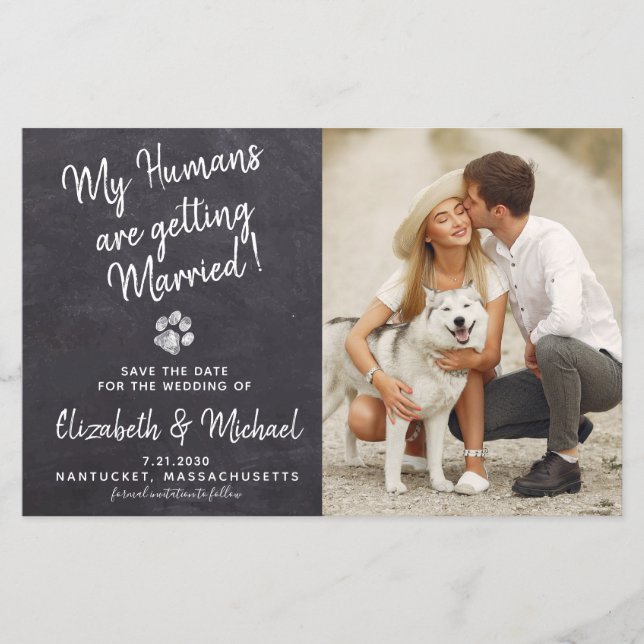 Budget Rustic Dog Wedding Dog Save The Date Cards (Front)