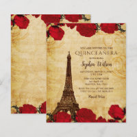  Budget Rustic Eiffel Tower Quinceañera Invitation