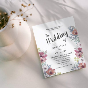 Budget Rustic Eucalyptus Floral Wedding Invitation