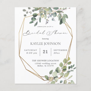 Budget Rustic Eucalyptus & Gold Bridal Shower Flyer