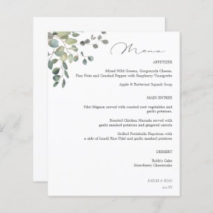 Budget Rustic Eucalyptus Menu