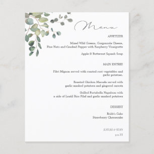 Budget Rustic Eucalyptus Menu