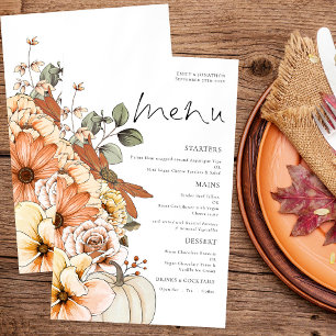 Budget Rustic Fall Florals Citrouille Menu Mariage