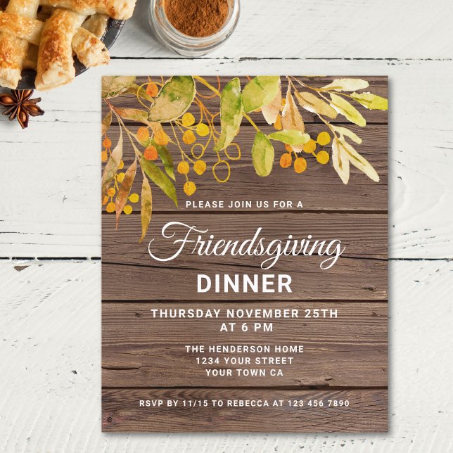 Budget Rustic Fall Leaves Friendsgiving Invitation (Creator Uploaded)