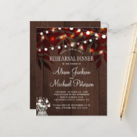 Budget rustic fall rehearsal dinner invitation