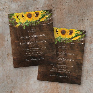 BUDGET Rustic Fall Sunflower Wedding Invitation