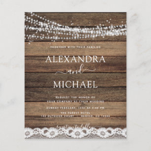 Budget Rustic Farmhouse String Lights Wedding Flyer