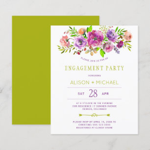 Budget rustic floral engagement party invitation