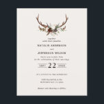 budget Rustic floral stag antlers wedding invite<br><div class="desc">Rustic floral and stag antlers wedding invite. With beautiful watercolor details. This modern wedding invite is sure to set the style for your big day.</div>