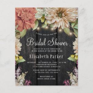 Budget rustic floral wood bridal shower invitation