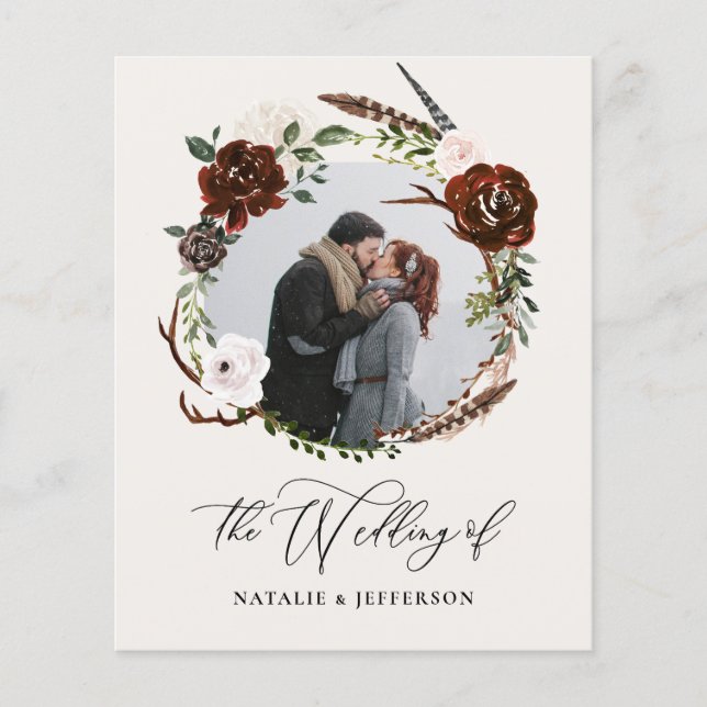 budget Rustic foliage wedding invitation (Front)