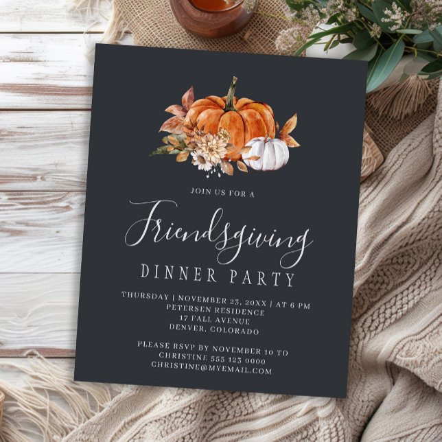 Budget rustic Friendsgiving dinner invitation (Creator Uploaded)