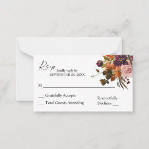 Budget Rustic Golden Orange Pink 2SM No Meal RSVP Card