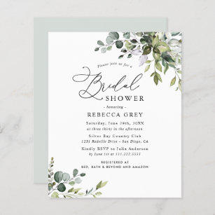 Budget Rustic Greenery Bridal Shower Invitation