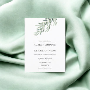 Budget Rustic Greenery Olive Wedding Invitation Postcard