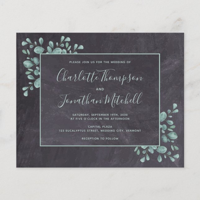 Budget Rustic Greenery Wedding Invitation  (Front)