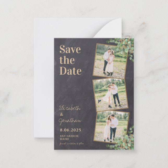 Budget Rustic Greenery Wedding Save The Date Card (Front)
