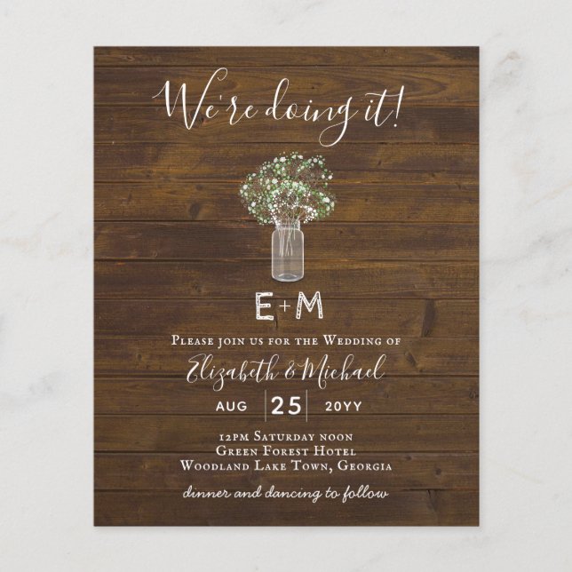 Budget Rustic Gypsophila Mason Jar Wedding (Front)