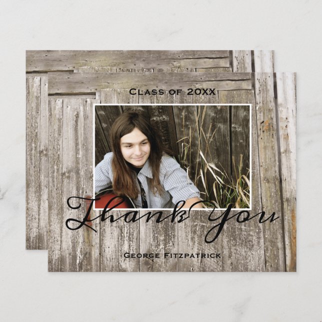 Budget Rustic High School Graduation Thank You (Front/Back)