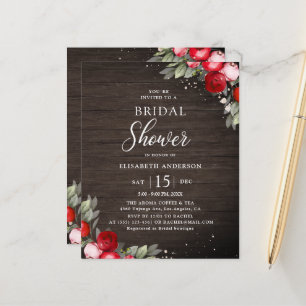Budget Rustic Holly Wooden Bridal Shower Flyer