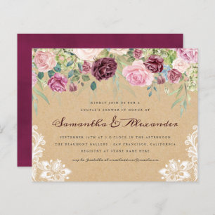 Budget Rustic Kraft Lace Floral Couple's Shower