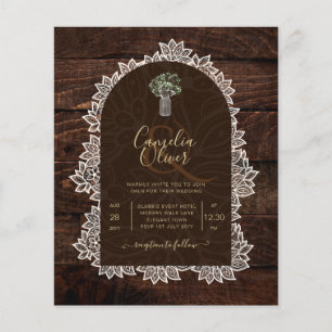 Budget Rustic Lace MasonJar Gypsophila Wedding INV