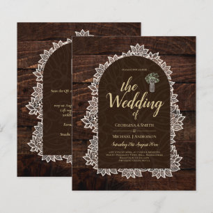 Budget Rustic Lace MasonJar Gypsophila Wedding INV