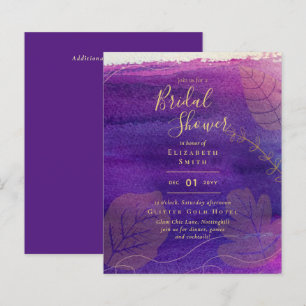Budget Rustic Lavender Gold Bridal Shower Invite
