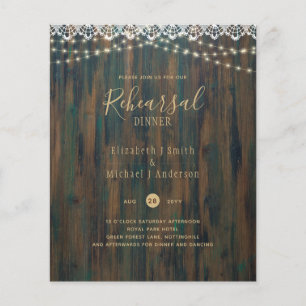 BUDGET RUSTIC LIGHTS LACE REHEARSAL DINNER Invite  Flyer