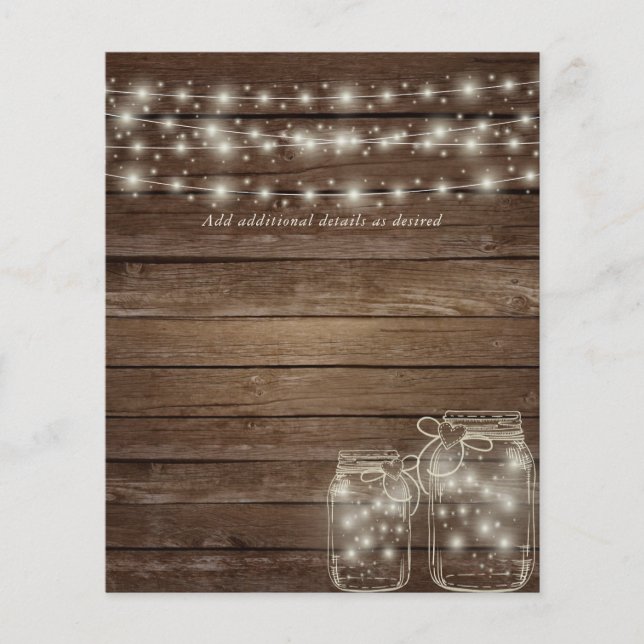 Budget Rustic Lights Mason Jars Détails papier (Devant)
