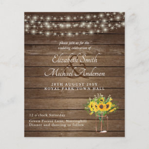 Budget Rustic Lights Mason Jars Sunflowers Wedding