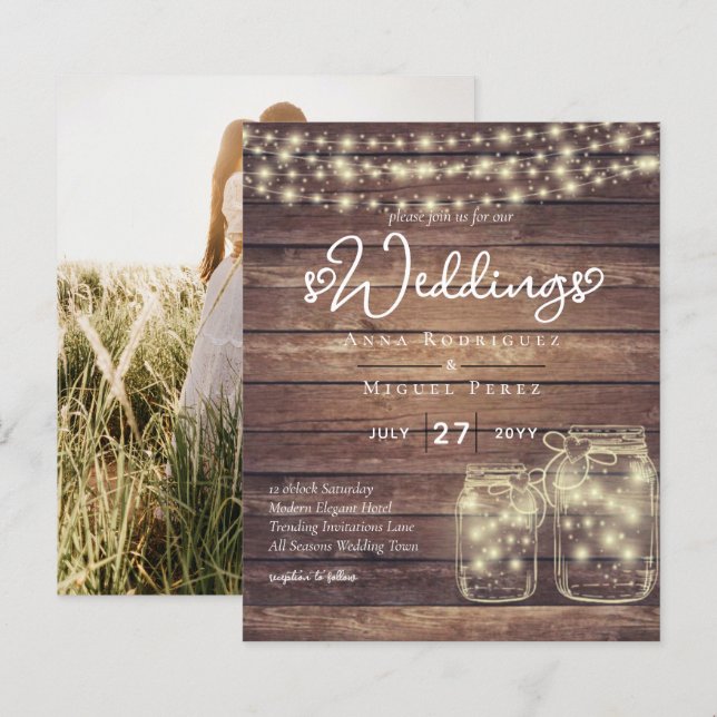 BUDGET Rustic Mason Jar Lights Wood WEDDING (Front/Back)