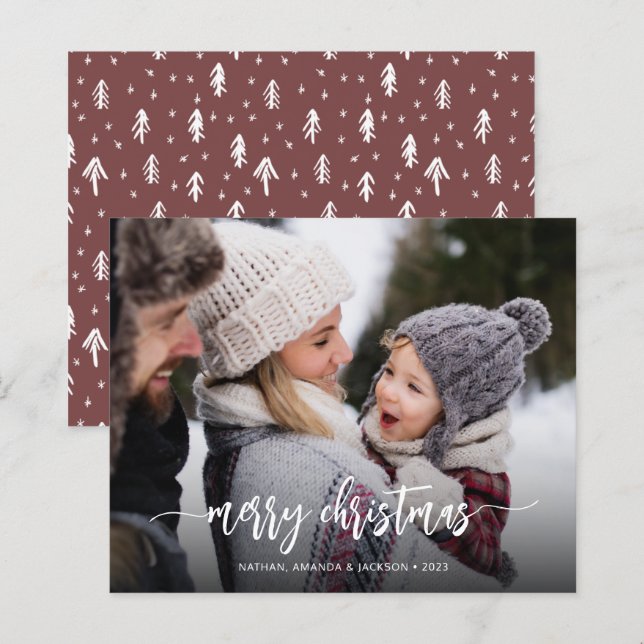 Budget Rustic Modern Merry Christmas Photo Card (Front/Back)