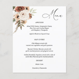 Budget Rustic Neutral Boho Floral Menu